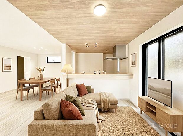 リビングには床暖房採用。ワンランク上の心地よい空間 ※家具はCGです