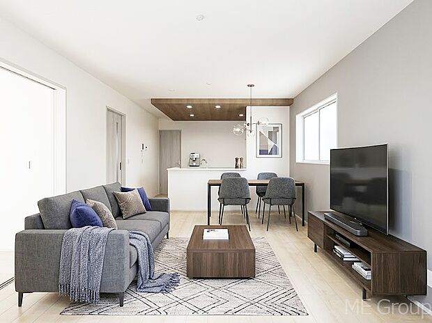 落ち着いた雰囲気のLDKは家族みんなの快適空間※家具はCGです