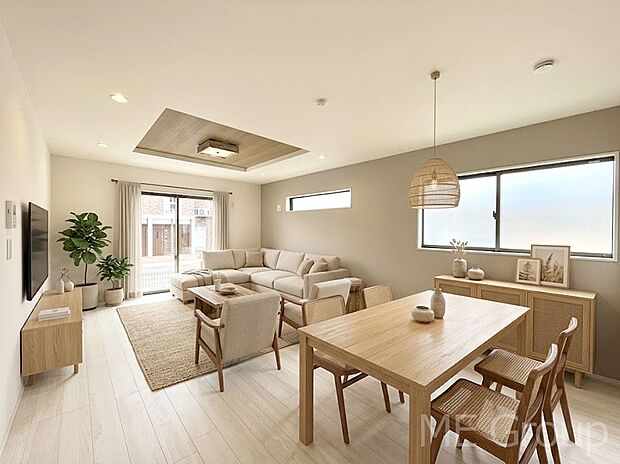 ご家族の賑やかな話し声で包まれる明るいリビング ※家具はCGです