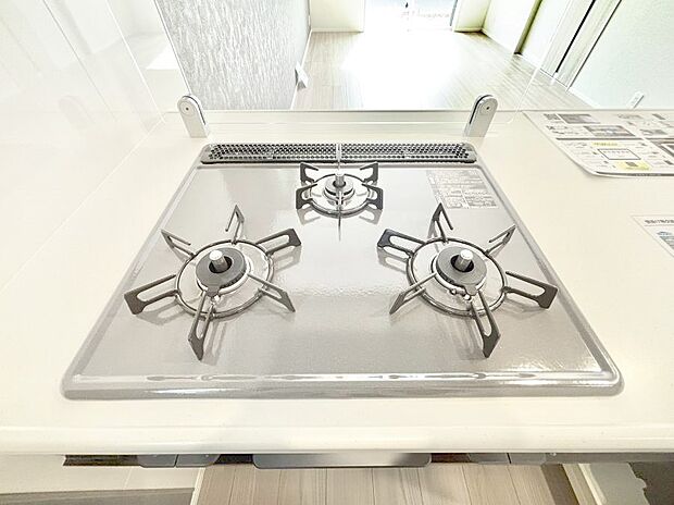 三口ガスコンロでお料理が一気にはかどりそう。  