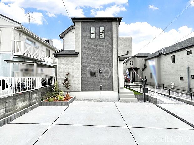 ◆A号棟◆~Exterior~ 一戸建ての大きなメリットは、自分達の「土地」を「自由に」使える事です。ガーデニングやDIY,車やバイクの趣味など様々な用途で利用できます。