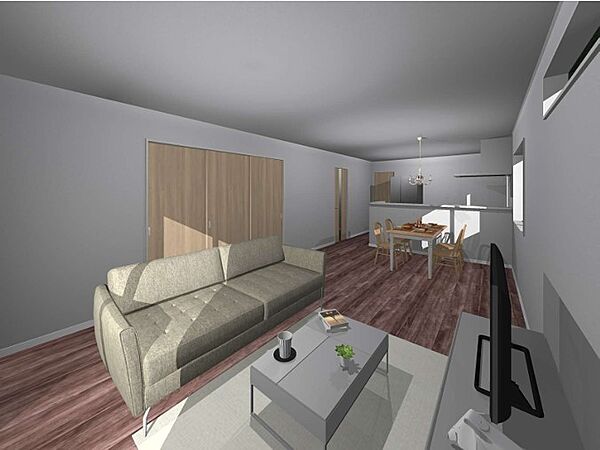 -建物プラン例-　家族のつながりを感じられる空間設計が魅力の内装プラン。開放感のあるリビングと使いやすい配置で、快適な暮らしを実現します