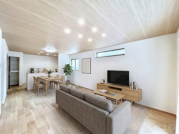 ◆F号棟◆~Living~ 家族の食事や団らんのほか、子どもを遊ばせたり、友人を招いたりするLDKは住まいの中心。長時間過ごす場所だから、その空間は住まい全体の居心地を左右します。※家具はCGです