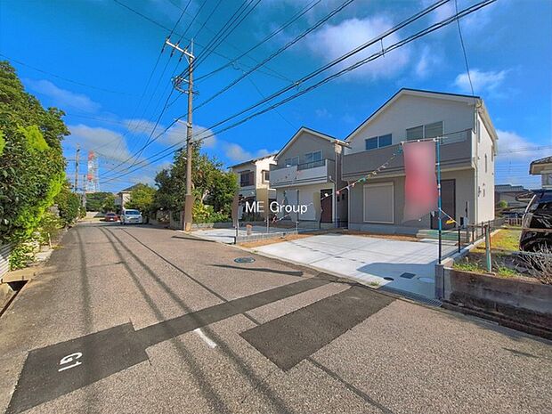 ◆B号棟◆~Exterior~ 前面道路:南西 6m 公道 マイホームの夢実現!ここから始まる「日常」は家族にとって大切で貴重な時間。だからこそ、少しでも豊かに、少しでも快適に。