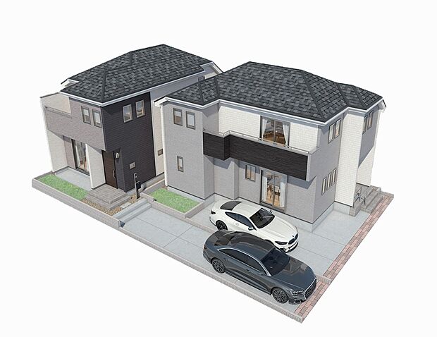 -外観完成予想図-　ここから始まる「日常」は家族にとって大切で貴重な時間。だからこそ、少しでも豊かに、少しでも快適に。そんな想いから生まれた本邸宅は、これから先のお住まいをきっと支えてくれるはずです。