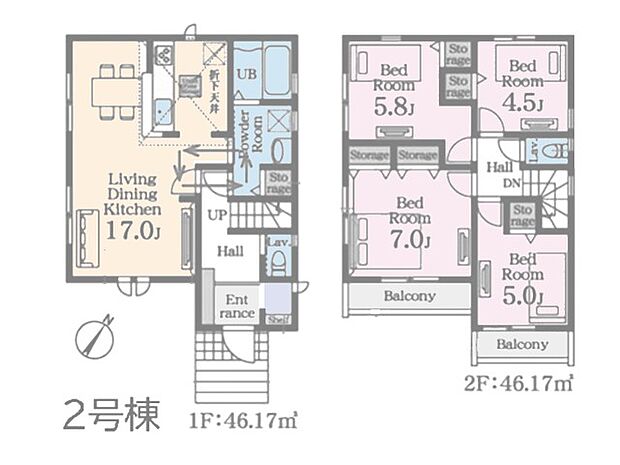 ◆2号棟◆～Floor plan～　図面と異なる場合は現況を優先致します。