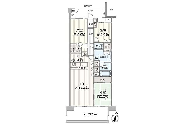 ブライズ・ヒル５番館(3LDK) 5階の間取り