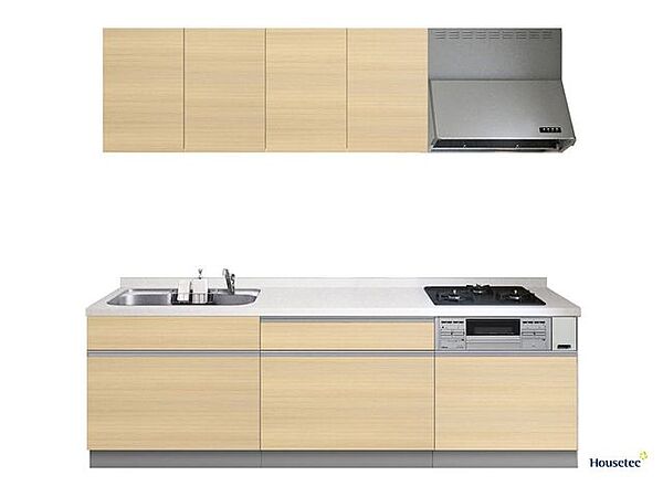 【同仕様写真】新品交換予定のキッチンのシンクは汚れが付きにくく熱に強い人工大理石製です。天板とシンクの境目に継ぎ目がないのでお掃除ラクラク。キッチンをより清潔に保てます。