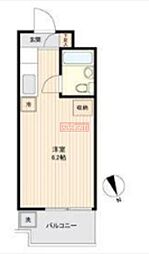 ユーコート上馬 8階ワンルームの間取り