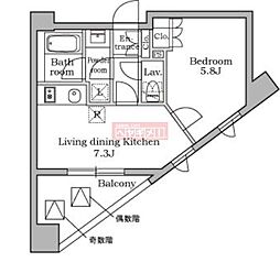 レジディア三軒茶屋 12階1LDKの間取り