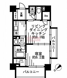 東急田園都市線 池尻大橋駅 徒歩8分の賃貸マンション 14階1LDKの間取り