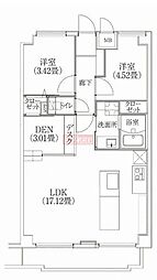 コスモリード学芸大学 1階2LDKの間取り