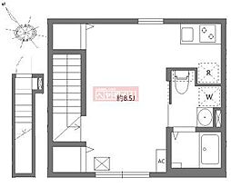 アベリアハイム 2階ワンルームの間取り