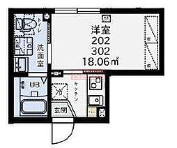リージェンシー用賀 4階1Kの間取り