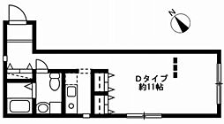 レジディア駒沢大学 4階ワンルームの間取り