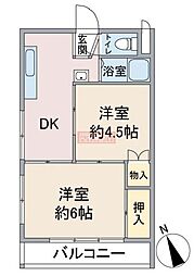 オリトハイツ 2階2DKの間取り