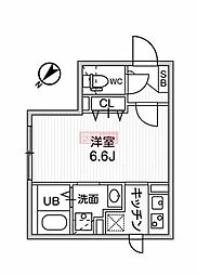 小田急小田原線 下北沢駅 徒歩6分の賃貸マンション 4階1Kの間取り