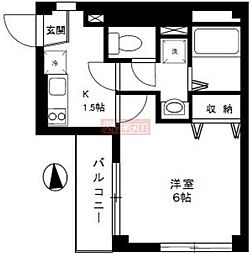 ウィスタリア世田谷 3階1Kの間取り