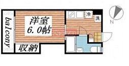 三軒茶屋マンション 1階1Kの間取り