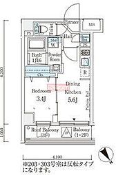 アヴニール三軒茶屋 1DKの間取図画像