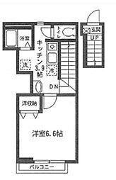 ホワイトハウス 2階1Kの間取り