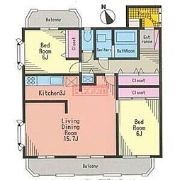 イイダアネックスII 3階2LDKの間取り