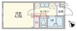 キーウエスト三軒茶屋 1Kの間取図画像