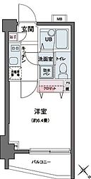 エコロジー都立大学レジデンス 1Kの間取図画像