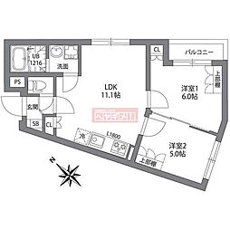 ジェムストーン目黒南 2LDKの間取図画像