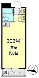パレロワイヤル弦巻 ワンルームの間取図画像