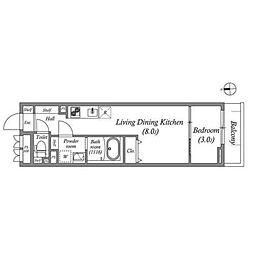 S-MOVE緑橋II 4階1LDKの間取り