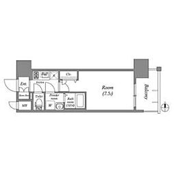 ファーストフィオーレ長田グランディール 8階1Kの間取り