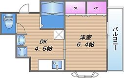 レジデンス緑橋 4階1DKの間取り