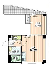 クレール深江橋 3階1LDKの間取り