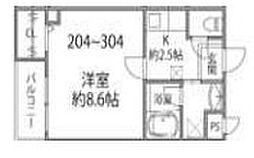 ソリティア桃谷 3階1Kの間取り