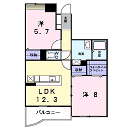 エストレーノｋｏｅｉ 1階2LDKの間取り