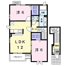 メゾン・喜美 2階2LDKの間取り