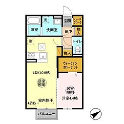 ショコラ 1階1LDKの間取り
