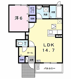 グランパレス　カシマ　I 1階1LDKの間取り