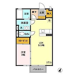 ポートスクエア　Ａ 2階1LDKの間取り