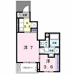 シャン・アルカン・シエル1 1Kの間取図画像