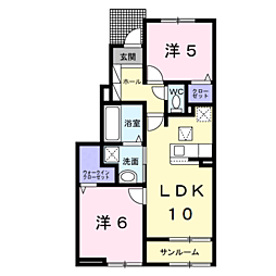 ニコリヴII 2LDKの間取図画像