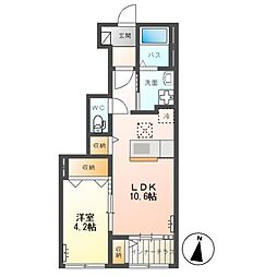 ボヌール 1LDKの間取図画像