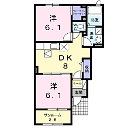 サリュー4 2DKの間取図画像