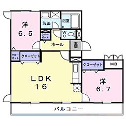 グランジュールKoei 2LDKの間取図画像