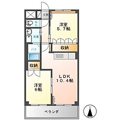 ディアベルジュ 2LDKの間取図画像