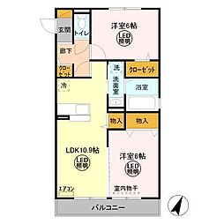レジデンス・Fuji 2LDKの間取図画像