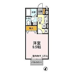 ウィンベルA 1Kの間取図画像
