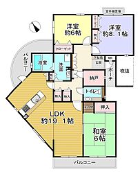 ソリステ神戸藤原台4号棟 3LDKの間取図画像