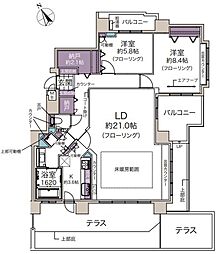 クリーンリバーフィネス東札幌グランデュオウエスト 2LDKの間取図画像